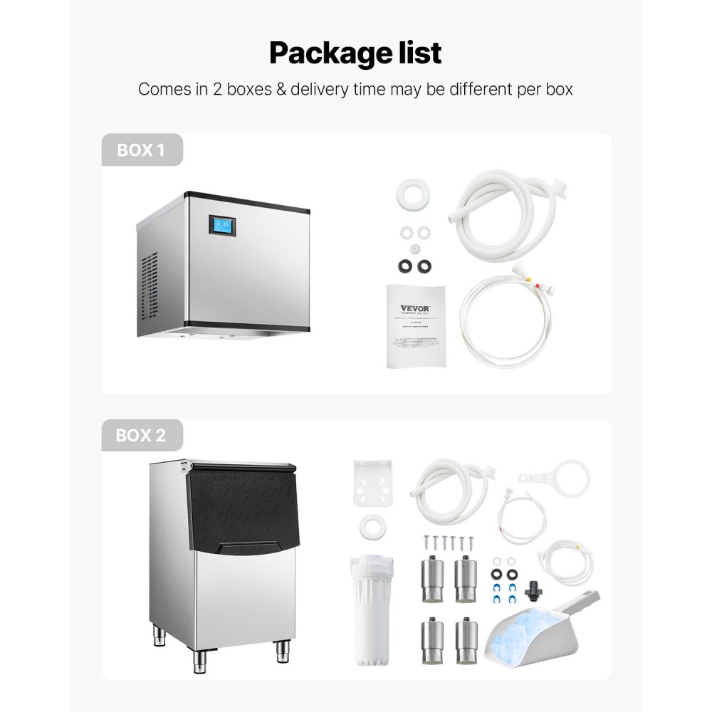 VEVOR Commercial Ice Maker Machine, 300LBS/24H Ice Making Machine with 250LBS Large Storage Bin, Auto Self-Cleaning Ice Maker Machine with Touchscreen for Bar Cafe Restaurant Business Commercial