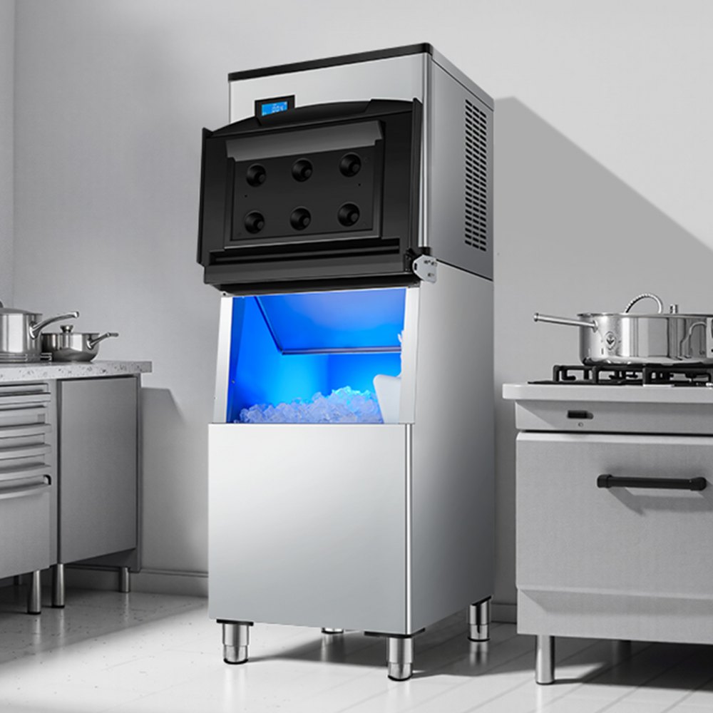 VEVOR Commercial Ice Maker Machine, 300LBS/24H Ice Making Machine with 250LBS Large Storage Bin, Auto Self-Cleaning Ice Maker Machine with Touchscreen for Bar Cafe Restaurant Business Commercial