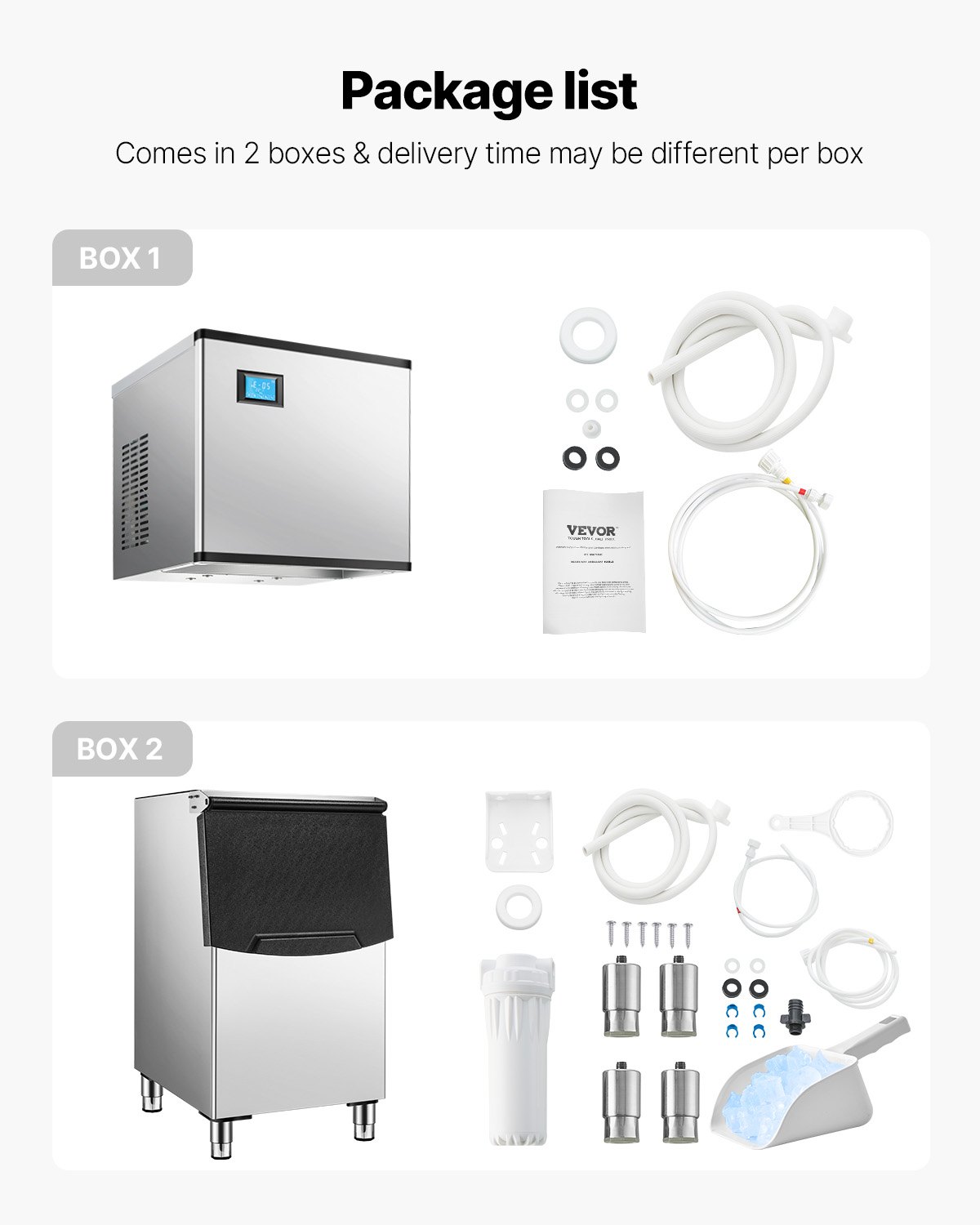 VEVOR Commercial Ice Maker Machine, 300LBS/24H Ice Making Machine with 250LBS Large Storage Bin, Auto Self-Cleaning Ice Maker Machine with Touchscreen for Bar Cafe Restaurant Business Commercial