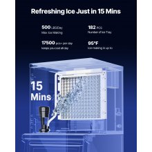 VEVOR Commercial Ice Maker 500LBS/24H & 250LBS Storage Bin Auto Self-Cleaning