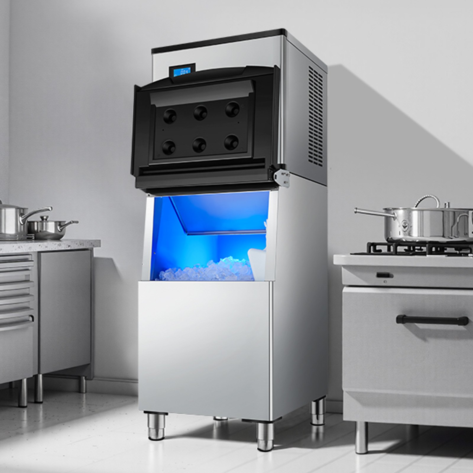 VEVOR Commercial Ice Maker Machine, 300LBS/24H Ice Making Machine with 250LBS Large Storage Bin, Auto Self-Cleaning Ice Maker Machine with Touchscreen for Bar Cafe Restaurant Business Commercial