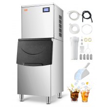 Commercial Ice Maker 360LBS/24H with 250LBS Storage Bin Auto Self-Cleaning