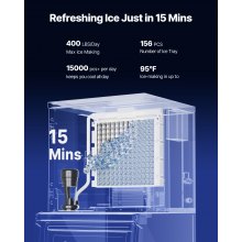 Commercial Ice Maker 400LBS/24H with 250LBS Storage Bin Auto Self-Cleaning