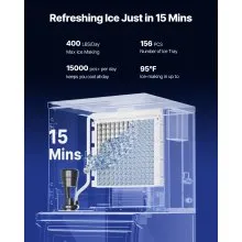 VEVOR Commercial Ice Maker Machine, 400LBS/24H Ice Making Machine with 250LBS Large Storage Bin, Auto Self-Cleaning Ice Maker Machine with Touchscreen for Bar Cafe Restaurant Business Commercial