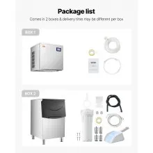 VEVOR Commercial Ice Maker Machine, 450LBS/24H Ice Making Machine with 250LBS Large Storage Bin, Auto Self-Cleaning Ice Maker Machine with Touchscreen for Bar Cafe Restaurant Business Commercial