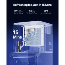 Commercial Ice Maker 550LBS/24H with 250LBS Storage Bin Auto Self-Cleaning