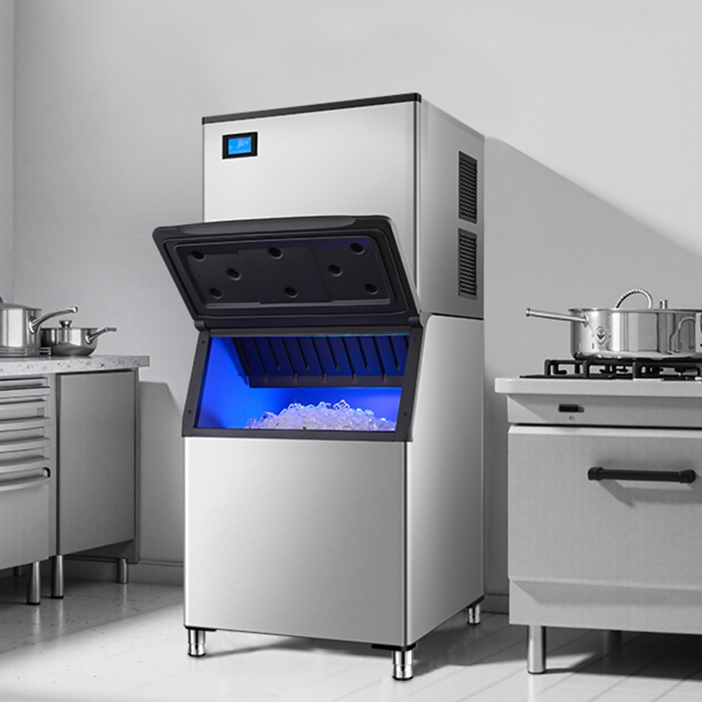 VEVOR Commercial Ice Maker Machine, 800LBS/24H Ice Making Machine with 500LBS Large Storage Bin, Auto Self-Cleaning Ice Maker Machine with Touchscreen for Bar Cafe Restaurant Business Commercial