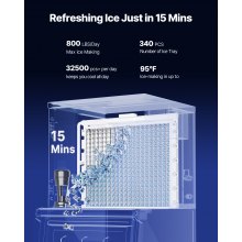 Commercial Ice Maker 800LBS/24H with 500LBS Storage Bin Auto Self-Cleaning