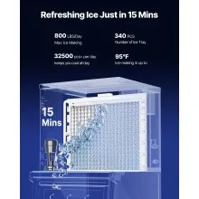 VEVOR Commercial Ice Maker Machine, 800LBS/24H Ice Making Machine with 500LBS Large Storage Bin, Auto Self-Cleaning Ice Maker Machine with Touchscreen for Bar Cafe Restaurant Business Commercial