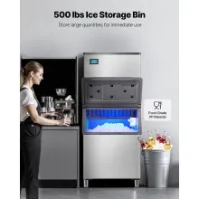 VEVOR Commercial Ice Maker Machine, 800LBS/24H Ice Making Machine with 500LBS Large Storage Bin, Auto Self-Cleaning Ice Maker Machine with Touchscreen for Bar Cafe Restaurant Business Commercial