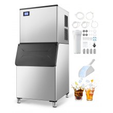 Commercial Ice Maker 800LBS/24H with 500LBS Storage Bin Auto Self-Cleaning