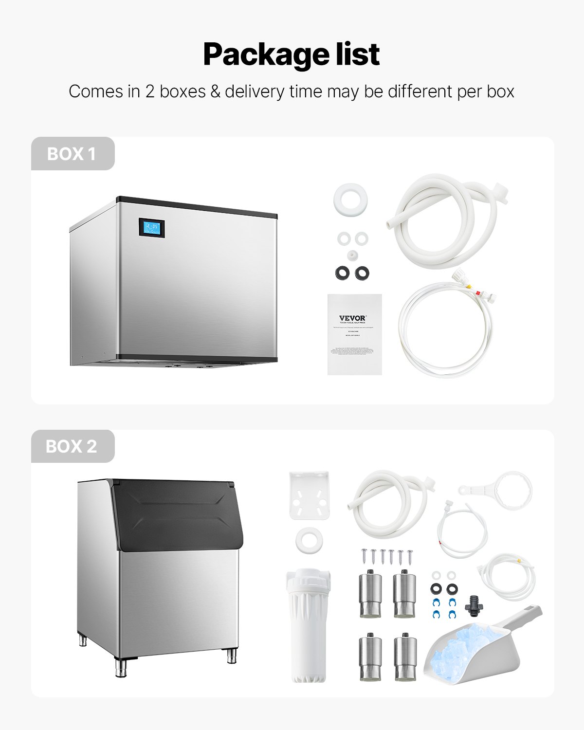 VEVOR Commercial Ice Maker Machine, 800LBS/24H Ice Making Machine with 500LBS Large Storage Bin, Auto Self-Cleaning Ice Maker Machine with Touchscreen for Bar Cafe Restaurant Business Commercial