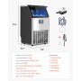VEVOR 100lbs/24H Commercial Ice Maker Machine, 33lbs Storage Capacity Ice Maker with Drain Pump, 45 Ice Cubes in 15 Minutes, LED Digital Display Freestanding Self-Cleaning for Bar Office Restaurant