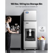 300 Lbs/Day Commercial Ice Maker 180 Lbs Storage Bin Automatic Ice Dispensing