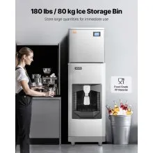 VEVOR Commercial Ice Maker, 440 Lbs/Day Ice Maker Machine, 180 Lbs Large Ice Storage Bin with 20 Lbs/Min Automatic Ice Dispensing, Self-Cleaning Ice Machine with Touchscreen for Bar, Cafe, Restaurant