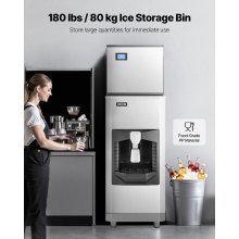 500 Lbs/Day Commercial Ice Maker 180 Lbs Storage Bin Automatic Ice Dispensing