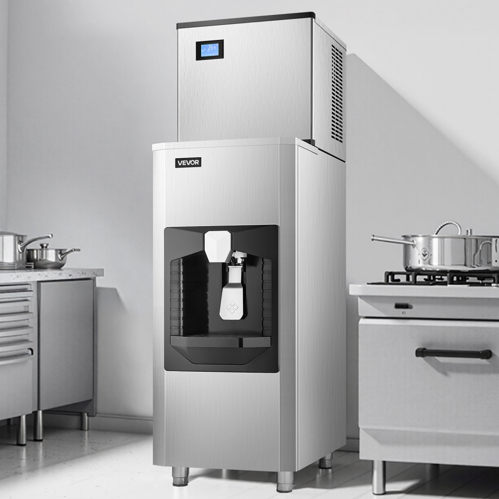 VEVOR Commercial Ice Maker, 300 Lbs/Day Ice Maker Machine, 180 Lbs Large Ice Storage Bin with 20 Lbs/Min Automatic Ice Dispensing, Self-Cleaning Ice Machine with Touchscreen for Bar, Cafe, Restaurant