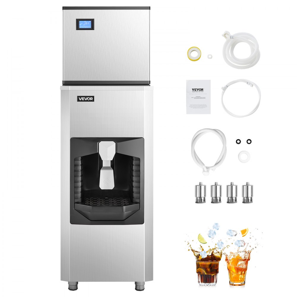 VEVOR Commercial Ice Maker, 300 Lbs/Day Ice Maker Machine, 180 Lbs Large Ice Storage Bin with 20 Lbs/Min Automatic Ice Dispensing, Self-Cleaning Ice Machine with Touchscreen for Bar, Cafe, Restaurant