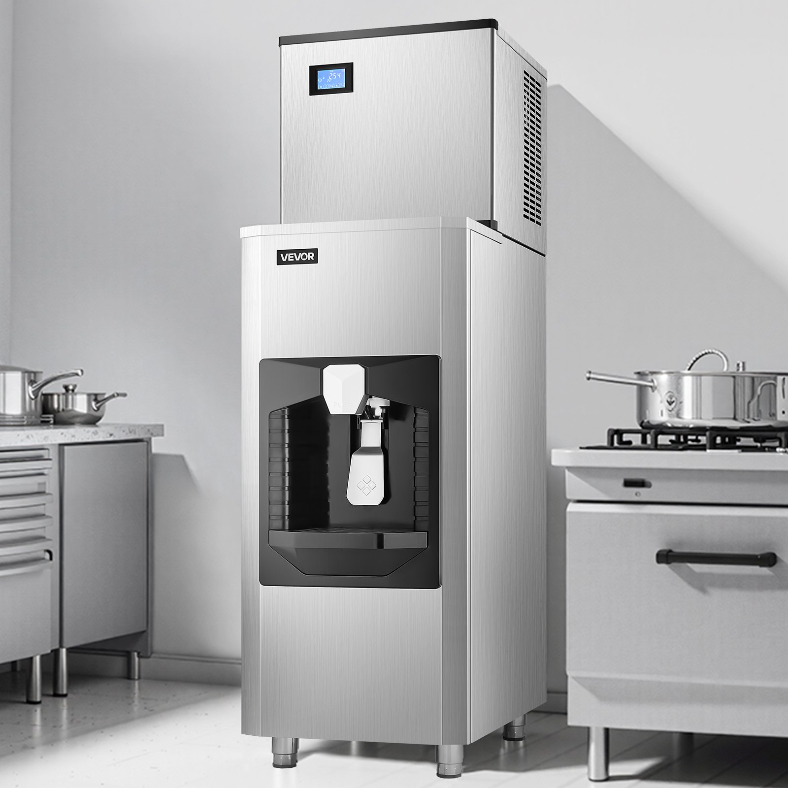 VEVOR Commercial Ice Maker, 300 Lbs/Day Ice Maker Machine, 180 Lbs Large Ice Storage Bin with 20 Lbs/Min Automatic Ice Dispensing, Self-Cleaning Ice Machine with Touchscreen for Bar, Cafe, Restaurant
