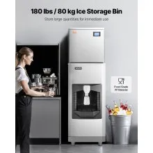 VEVOR Commercial Ice Maker, 400 Lbs/Day Ice Maker Machine, 180 Lbs Large Ice Storage Bin with 20 Lbs/Min Automatic Ice Dispensing, Self-Cleaning Ice Machine with Touchscreen for Bar, Cafe, Restaurant