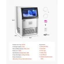 Commercial Ice Maker Freestanding Cabinet Machine 90lbs/24H 50 Ice Cubes