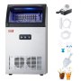 VEVOR 130lbs/24H Commercial Ice Maker Machine, 33lbs Storage Capacity Ice Maker with Drain Pump, 55 Ice Cubes in 15 Minutes, LED Digital Display Freestanding Self-Cleaning for Bar Office Restaurant