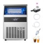 VEVOR 160lbs/24H Commercial Ice Maker Machine, 66lbs Storage Capacity Ice Maker with Drain Pump, 80 Ice Cubes in 15 Minutes, LED Digital Display Freestanding Self-Cleaning for Bar Office Restaurant