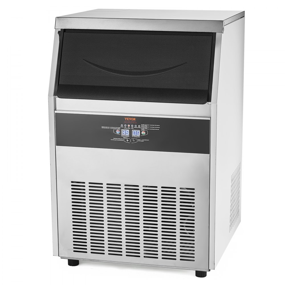 VEVOR 200lbs/24H Commercial Ice Maker Machine, 66lbs Storage Capacity Ice Maker with Drain Pump, 108 Ice Cubes in 15 Minutes, LED Digital Display Freestanding Self-Cleaning for Bar Office Restaurant