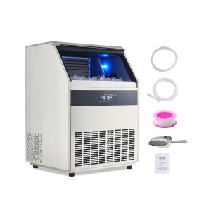 VEVOR 440lbs/24H Commercial Ice Maker Machine, 130lbs Storage Capacity Ice Maker with Drain Pump, 160 Ice Cubes in 15 Minutes, LED Digital Display Freestanding Self-Cleaning for Bar Office Restaurant | VEVOR US
