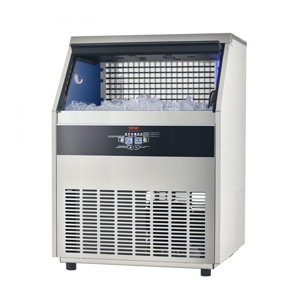 VEVOR 440lbs/24H Commercial Ice Maker Machine, 130lbs Storage Capacity Ice Maker with Drain Pump, 160 Ice Cubes in 15 Minutes, LED Digital Display Freestanding Self-Cleaning for Bar Office Restaurant
