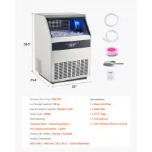 Commercial Ice Maker Freestanding Cabinet Machine 440lbs/24H 160 Ice Cubes