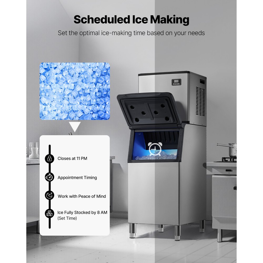 VEVOR Commercial Ice Maker Machine, 360LBS/24H Ice-Making Machine with 300LBS Large Storage Bin, Auto Self-Cleaning Ice Maker with Touchscreen for Bar Cafe Restaurant Business Commercial