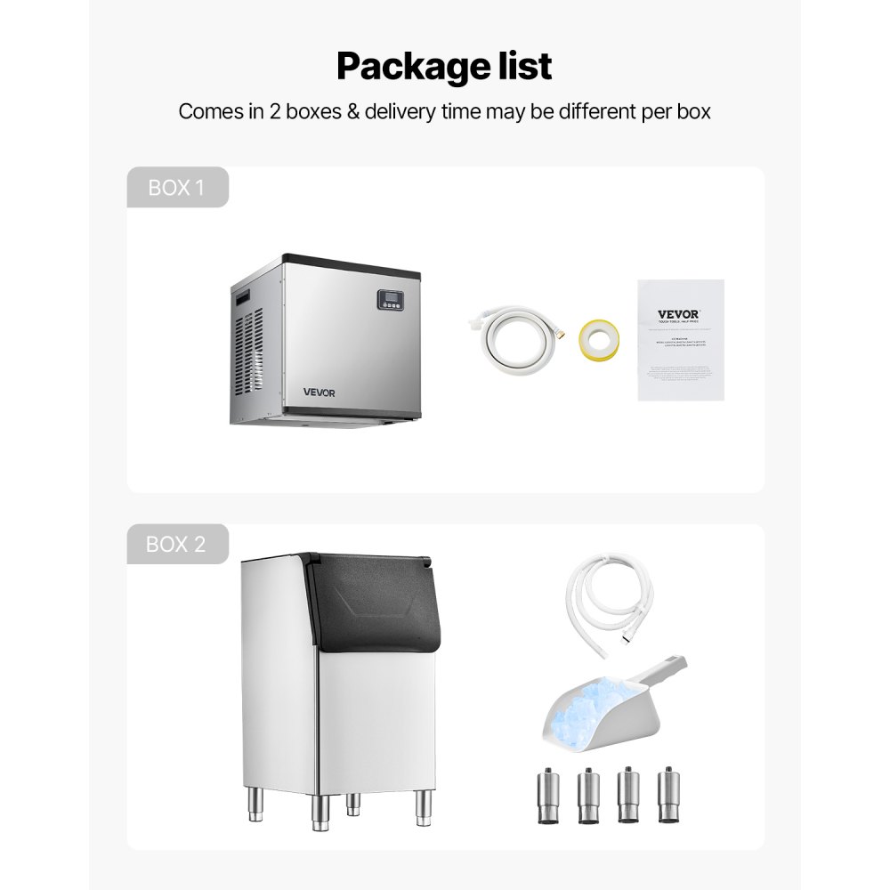 VEVOR Commercial Ice Maker Machine, 360LBS/24H Ice-Making Machine with 300LBS Large Storage Bin, Auto Self-Cleaning Ice Maker with Touchscreen for Bar Cafe Restaurant Business Commercial