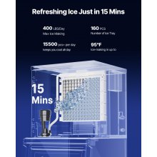 Commercial Ice Maker 400LBS/24H with 300LBS Storage Bin Auto Self-Cleaning