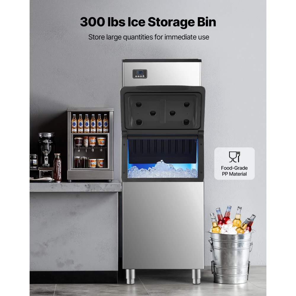 VEVOR Commercial Ice Maker Machine, 400LBS/24H Ice-Making Machine with 300LBS Large Storage Bin, Auto Self-Cleaning Ice Maker with Touchscreen for Bar Cafe Restaurant Business Commercial