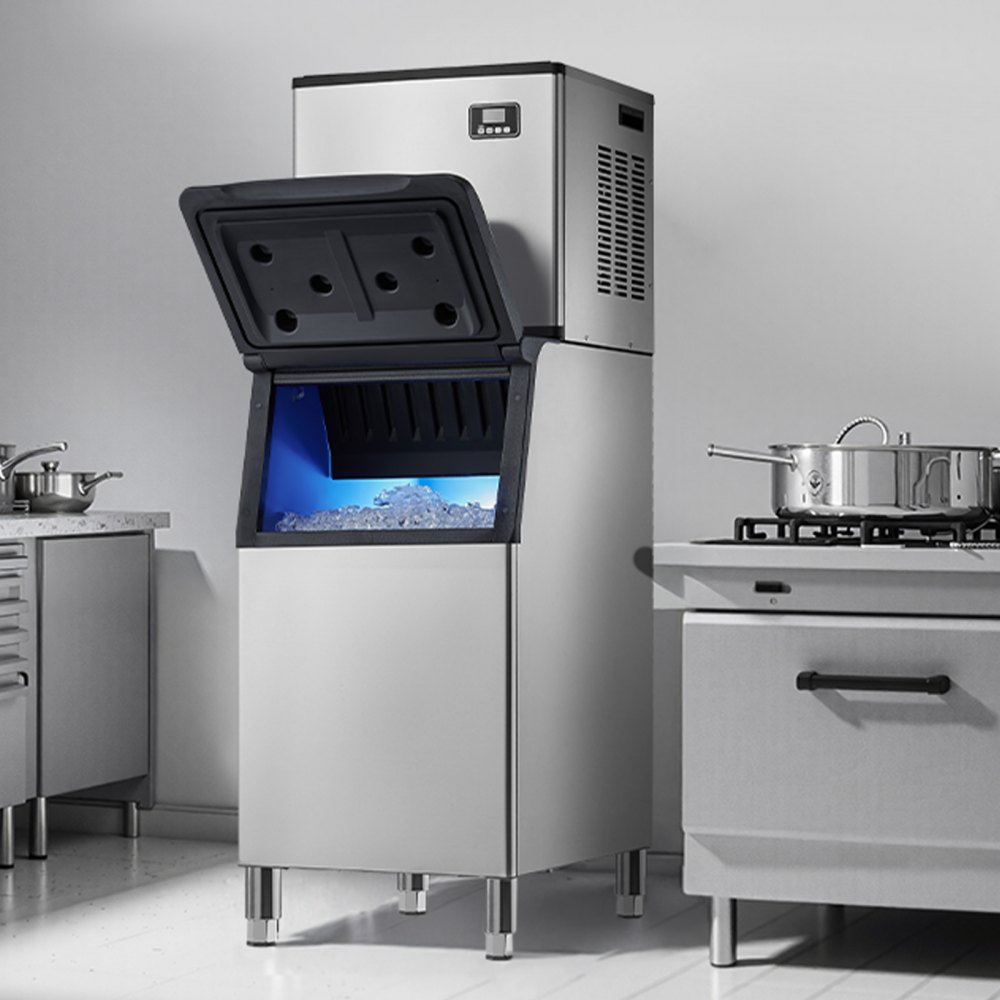 VEVOR Commercial Ice Maker Machine, 500LBS/24H Ice-Making Machine with 300LBS Large Storage Bin, Auto Self-Cleaning Ice Maker with Touchscreen for Bar Cafe Restaurant Business Commercial