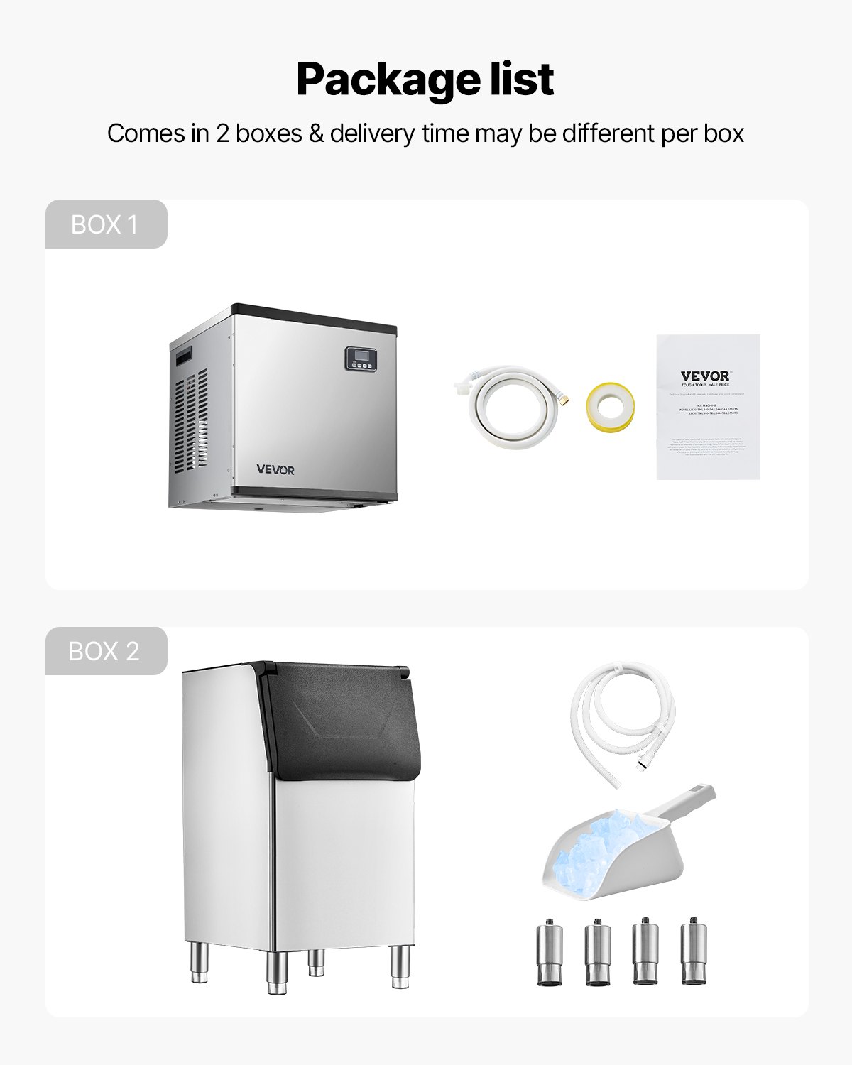 VEVOR Commercial Ice Maker Machine, 500LBS/24H Ice-Making Machine with 300LBS Large Storage Bin, Auto Self-Cleaning Ice Maker with Touchscreen for Bar Cafe Restaurant Business Commercial