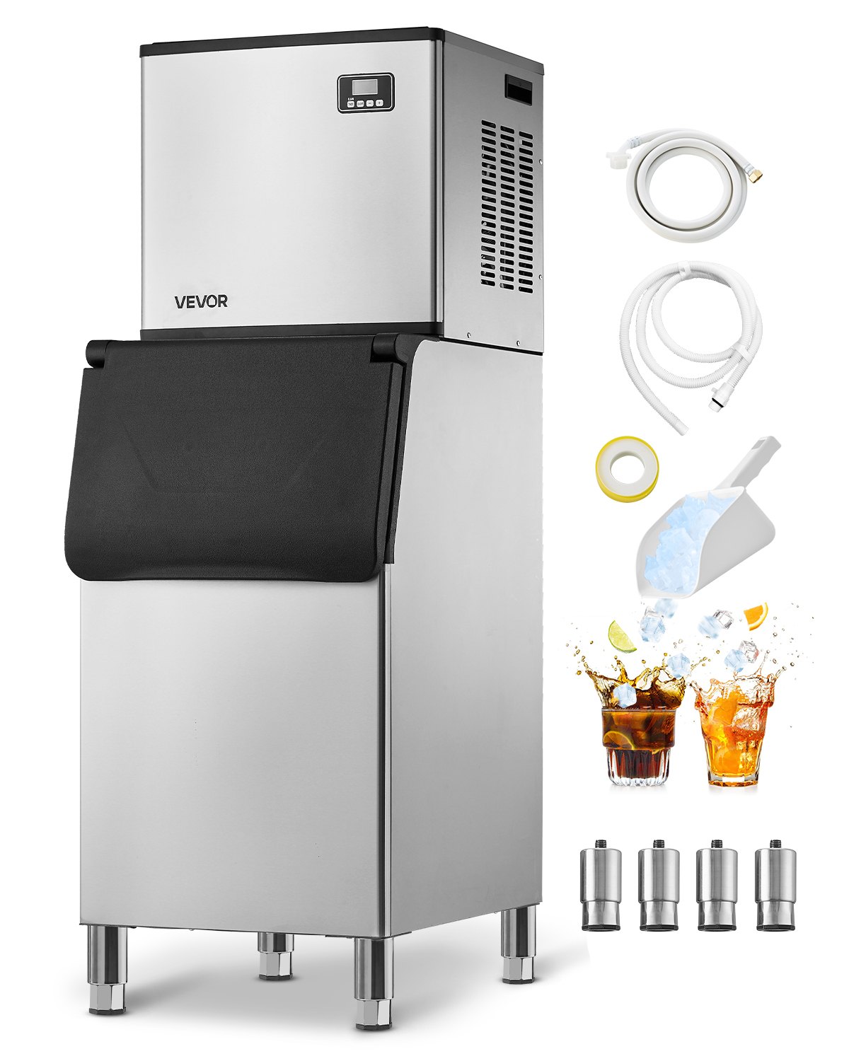 VEVOR Commercial Ice Maker Machine, 249.5 kg/24H Ice-Making Machine with 136 kg Large Storage Bin, Auto Self-Cleaning Ice Maker with Touchscreen for Bar Cafe Restaurant Business Commercial