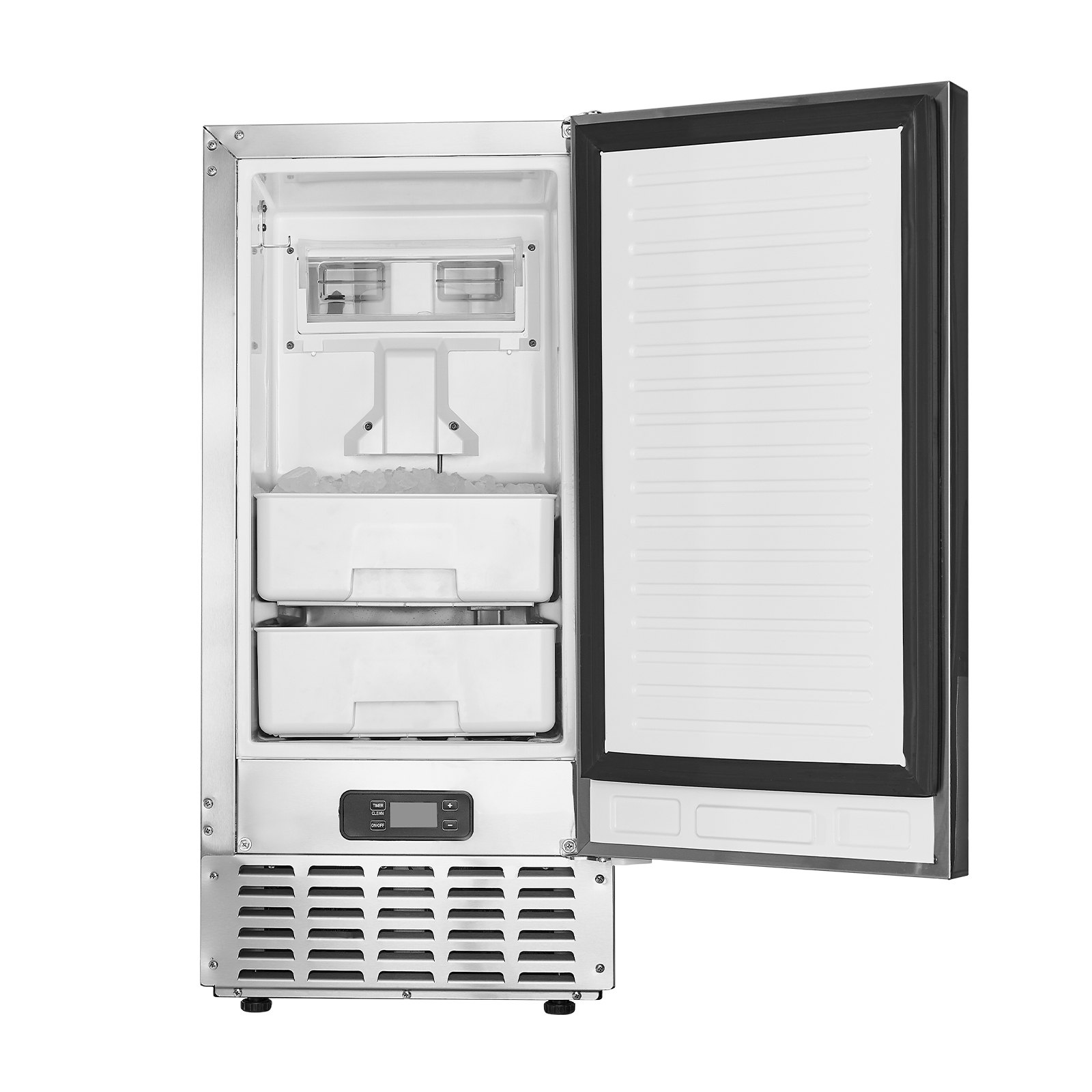 VEVOR Undercounter Built-in Ice Maker, 66 Lbs/Day Under Counter Nugget Ice Maker Machine with Reversible Door Stainless Steel, Freestanding Ice Maker for Commercial Home Kitchen, Electric Drainage