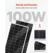 VEVOR 12V 600W Solar Wind Power Kit, 2PCS 100W Solar Panel + 400W Wind Turbine + 12.8V 100Ah LiFePO4 Battery + 1000W Power Inverter + MPPT Hybrid Controller for Home RV Boat Off-Grid Applications