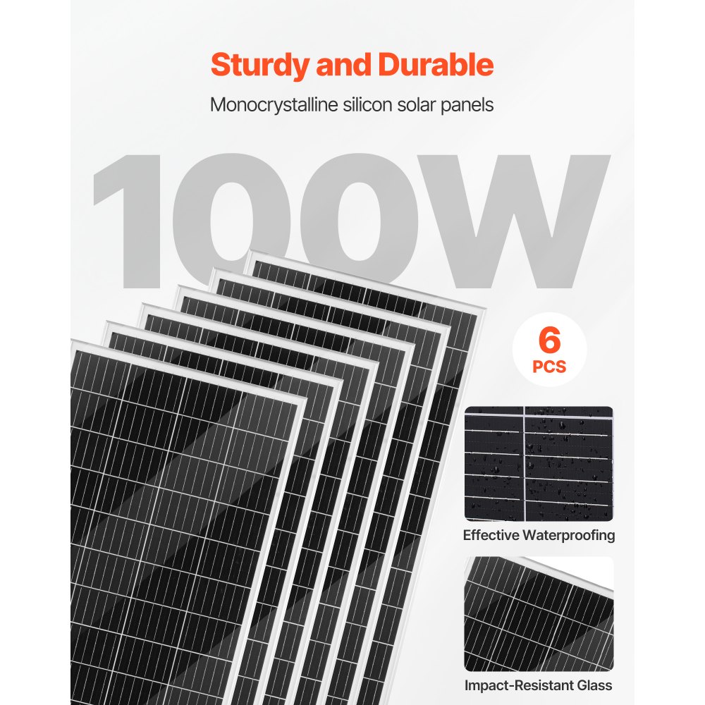 VEVOR 24V 1000W Solar Wind Power Kit, 6*100W Solar Panel + 400W Wind Turbine + 25.6V 100Ah LiFePO4 Battery + 3000W Power Inverter + MPPT Wind/Solar Hybrid Controller for Home Boat Cabin Farm Off-Grid