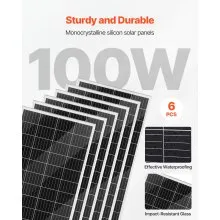 VEVOR 24V 1000W Solar Wind Power Kit, 6*100W Solar Panel + 400W Wind Turbine + 25.6V 100Ah LiFePO4 Battery + 3000W Power Inverter + MPPT Wind/Solar Hybrid Controller for Home Boat Cabin Farm Off-Grid