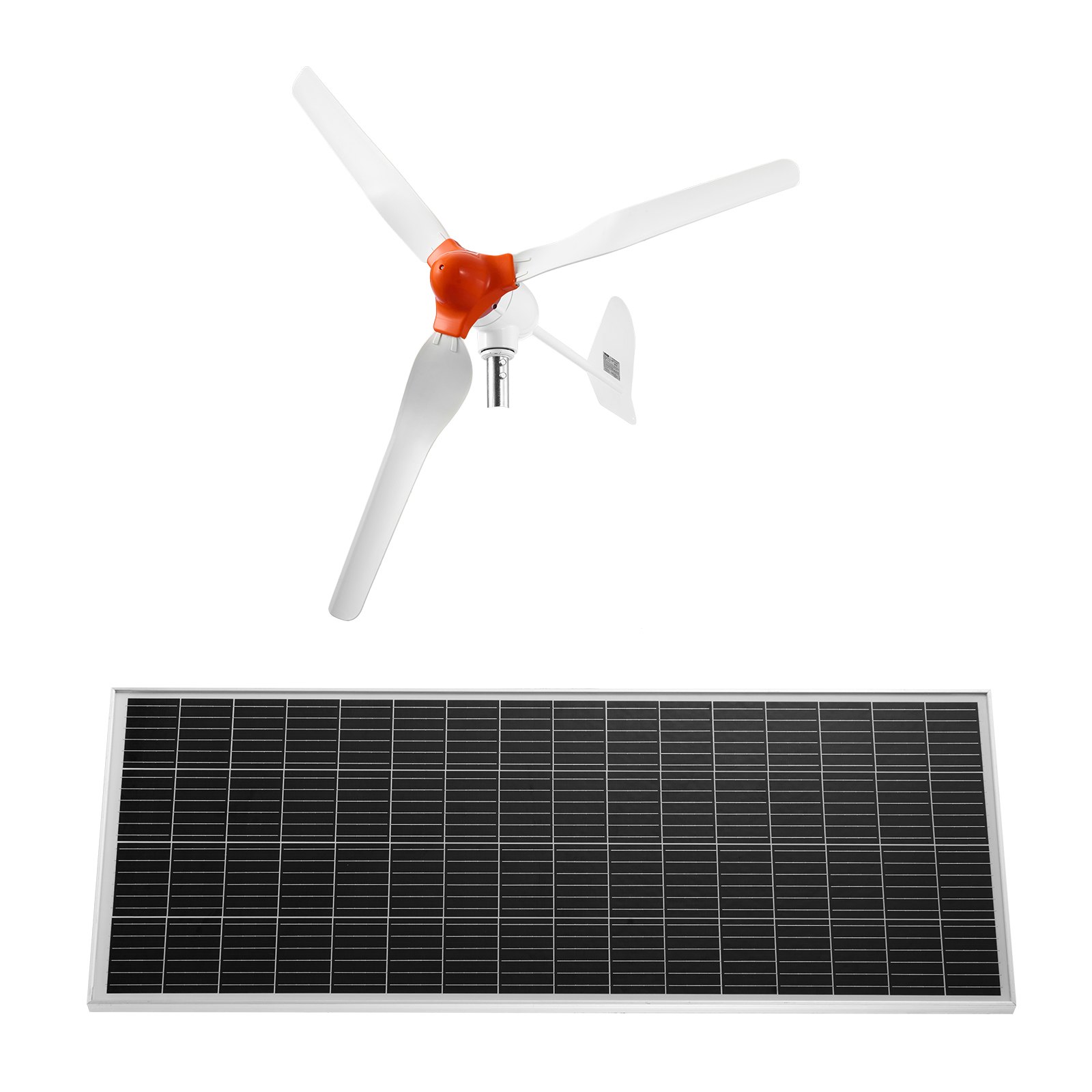 VEVOR 24V 1000W Solar Wind Power Kit, 6*100W Solar Panel + 400W Wind Turbine + 25.6V 100Ah LiFePO4 Battery + 3000W Power Inverter + MPPT Wind/Solar Hybrid Controller for Home Boat Cabin Farm Off-Grid