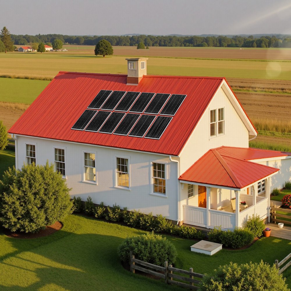 VEVOR 2400W 48V Complete Solar Power Kit, 12PCS 200W Monocrystalline Solar Panels + 51.2V 100Ah LiFePO₄ Battery + 48V 5000W Hybrid Inverter, High Output Off-Grid Solar Kit for Large House Shed Farm
