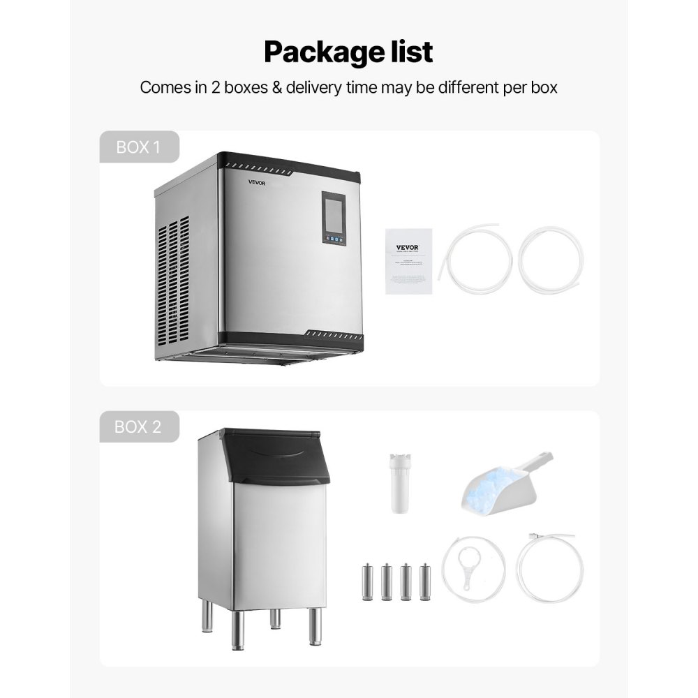VEVOR Commercial Ice Maker Machine, 300LBS/24H Ice-Making Machine with 300LBS Stainless Steel Storage Bin, Auto Self-Cleaning Ice Maker with Touchscreen for Bar Cafe Restaurant Business Commercial