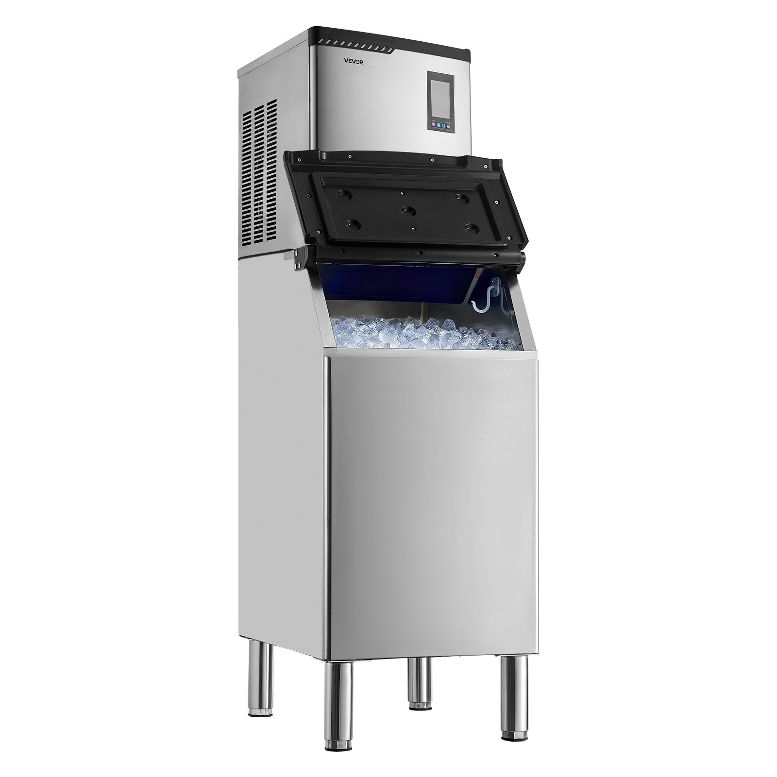 VEVOR Commercial Ice Maker Machine, 300LBS/24H Ice-Making Machine with 300LBS Stainless Steel Storage Bin, Auto Self-Cleaning Ice Maker with Touchscreen for Bar Cafe Restaurant Business Commercial