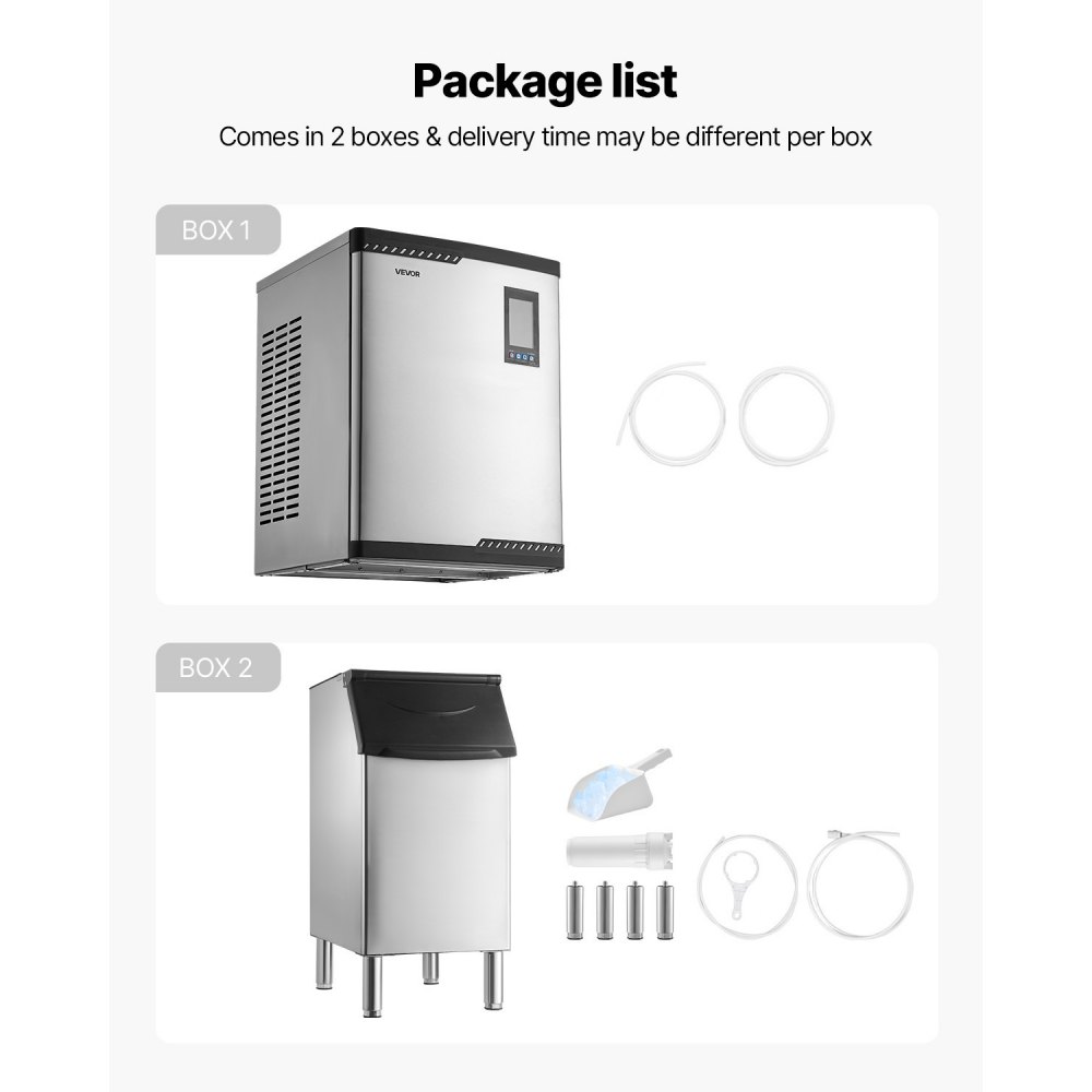 VEVOR Commercial Ice Maker Machine, 800LBS/24H Ice-Making Machine with 300LBS Stainless Steel Storage Bin, Auto Self-Cleaning Ice Maker with Touchscreen for Bar Cafe Restaurant Business Commercial