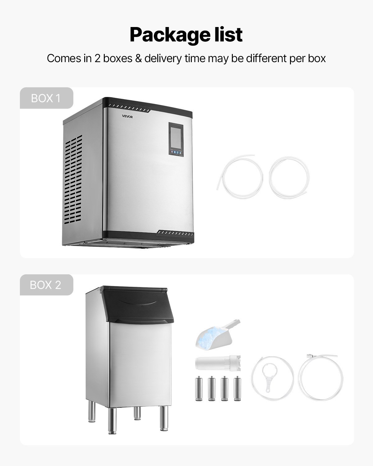 VEVOR Commercial Ice Maker Machine, 800LBS/24H Ice-Making Machine with 300LBS Stainless Steel Storage Bin, Auto Self-Cleaning Ice Maker with Touchscreen for Bar Cafe Restaurant Business Commercial