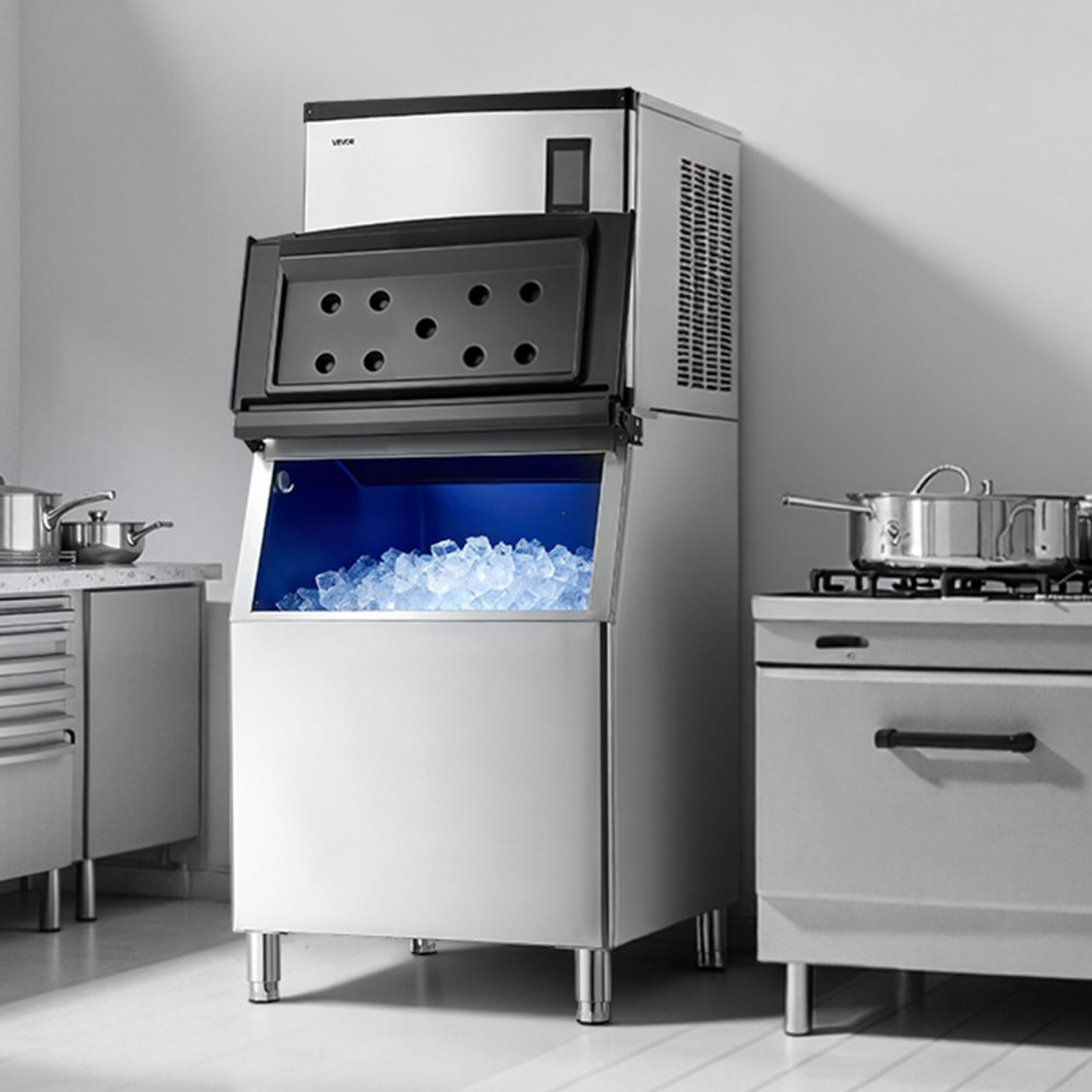 VEVOR Commercial Ice Maker Machine, 1000LBS/24H Ice-Making Machine with 500LBS Stainless Steel Storage Bin, Auto Self-Cleaning Ice Maker with Touchscreen for Bar Cafe Restaurant Business Commercial