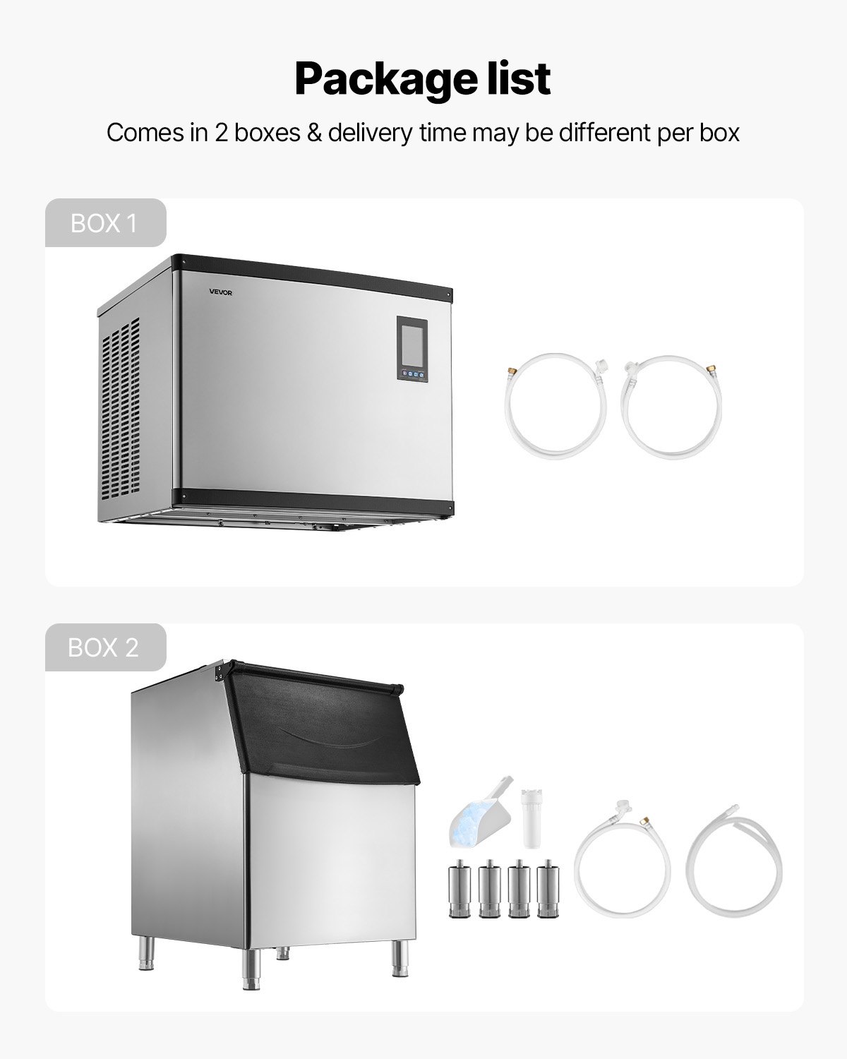 VEVOR Commercial Ice Maker Machine, 1000LBS/24H Ice-Making Machine with 500LBS Stainless Steel Storage Bin, Auto Self-Cleaning Ice Maker with Touchscreen for Bar Cafe Restaurant Business Commercial